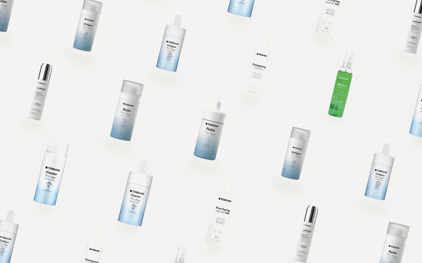The Toskani professional skincare line carried at Clínica Regenerix