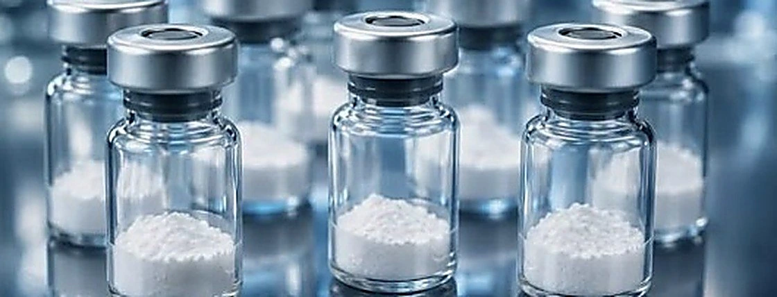 Viales de péptidos liofilizados preparados para un protocolo
